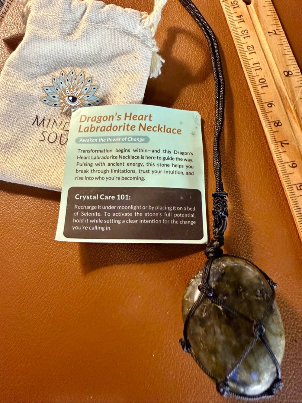 Dragon's Heart Labradorite Necklace - Iridescent Pendant